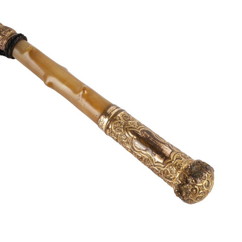 十九世紀 犀角鐓銀鐃手頭杖及雨傘一組兩件 | λ A Chinese silver-tipped rhinoceros horn walking cane and umbrella, 19th century - 图5
