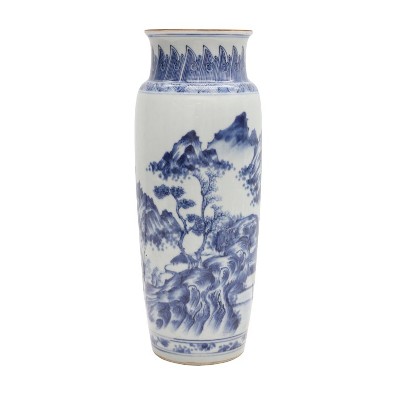清十八世紀 青花山水人物圖瓶 | A Chinese blue and white 'landscape' sleeve vase, Qing dynasty, 18th century - 图3