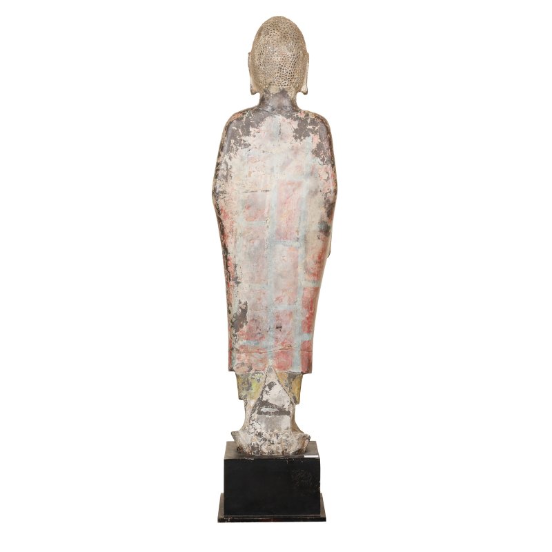 或為北齊 石雕佛立像 | A Chinese limestone figure of standing Buddha, possibly Northern Qi dynasty - 图3