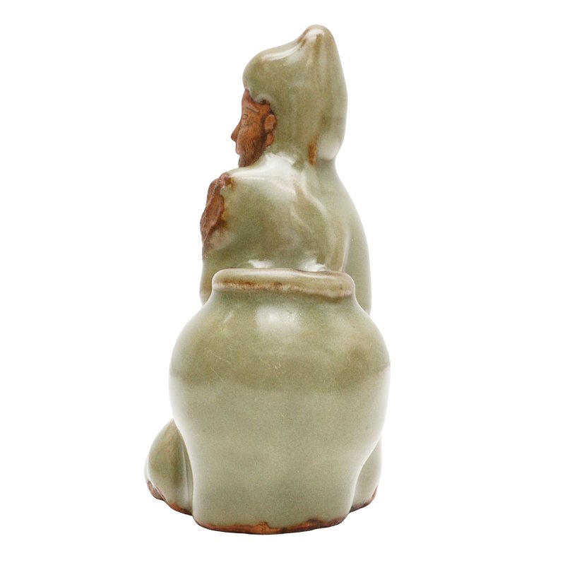 明 龍泉青釉露胎人物坐像 | A Chinese Longquan celadon-glazed biscuit figure, Ming dynasty - 图2