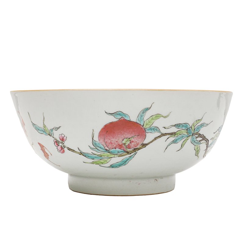 晚清/民國 粉彩蟠桃紋盌 | A Chinese famille-rose 'peaches' bowl, late Qing dynasty / Republic period - 图3