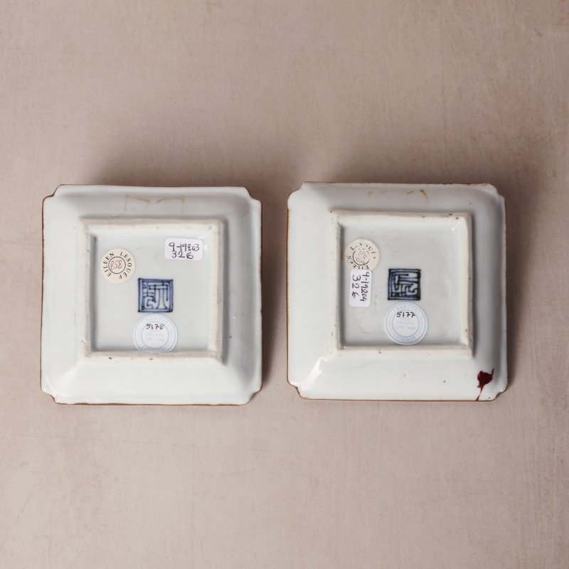 明天啟 古染付五彩高士圖方盤一對 | Santos Collection | A pair of Chinese kosometsuke wucai square dishes, Ming dynasty, Tianqi period - 图6