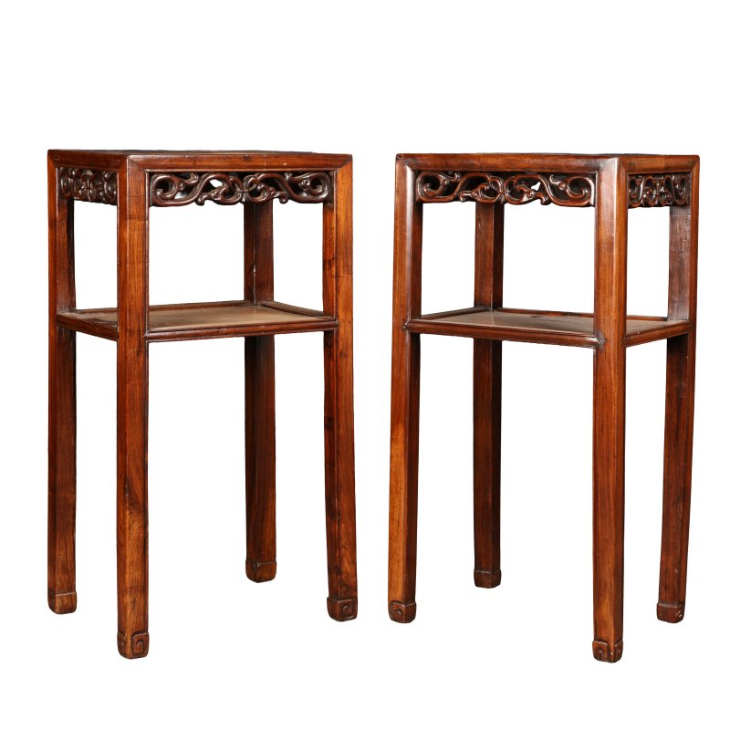 清十九世紀 紅木花幾一對 | A pair of Chinese hongmu jardinière stands, 19th century - 图2