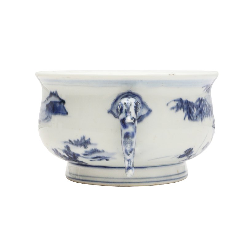 清十八/十九世紀 青花竹紋香爐 《大明宣德年製》款 | A Chinese blue and white 'bamboo' censer, Qing dynasty, 18th/19th century - 图3
