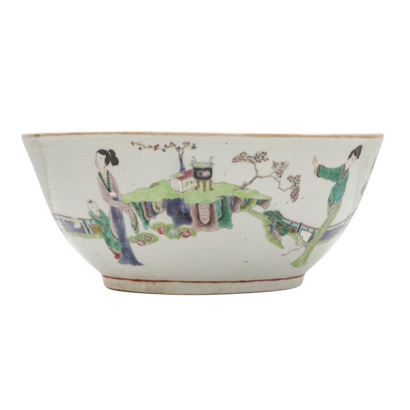 清 五彩人物故事圖盌 | A Chinese famille-verte ‘figural’ bowl, Qing dynasty