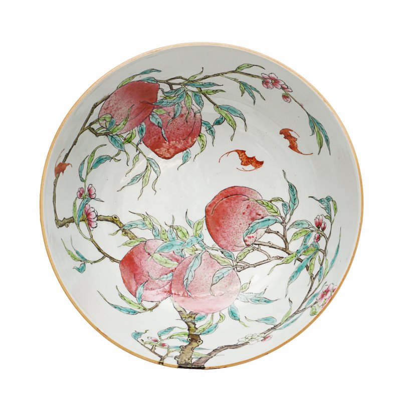 晚清/民國 粉彩蟠桃紋盌 | A Chinese famille-rose 'peaches' bowl, late Qing dynasty / Republic period - 图4