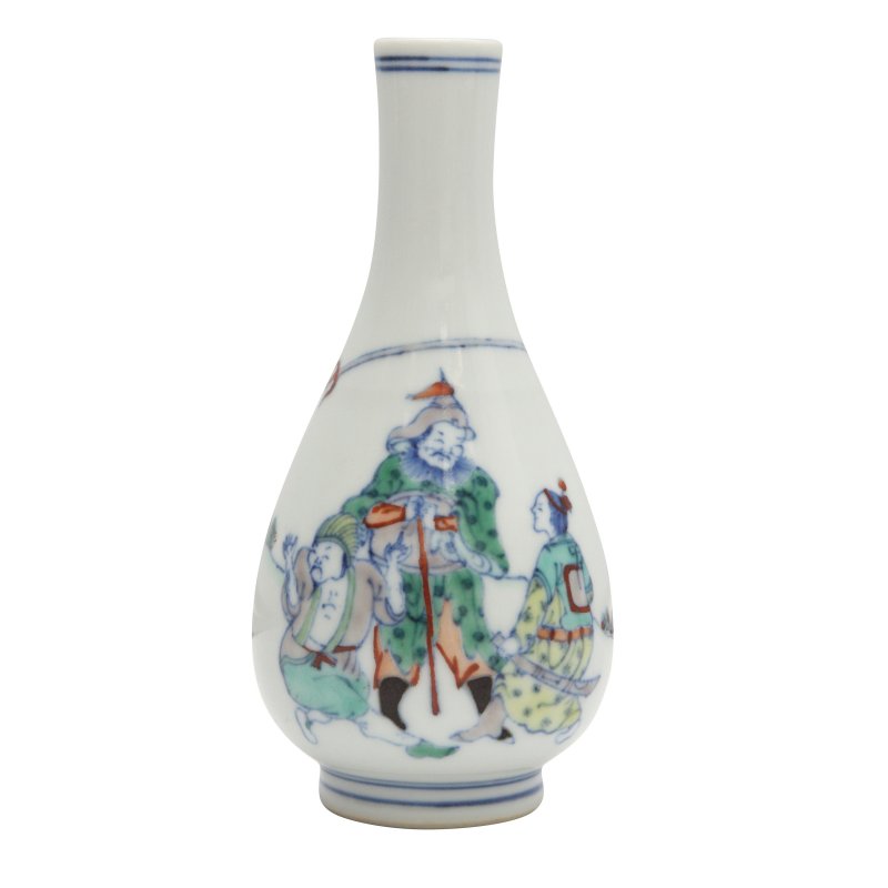 清 鬪彩人物故事圖瓶 《大清雍正年製》款 | A small Chinese doucai 'figural' vase, Qing dynasty, Yongzheng mark