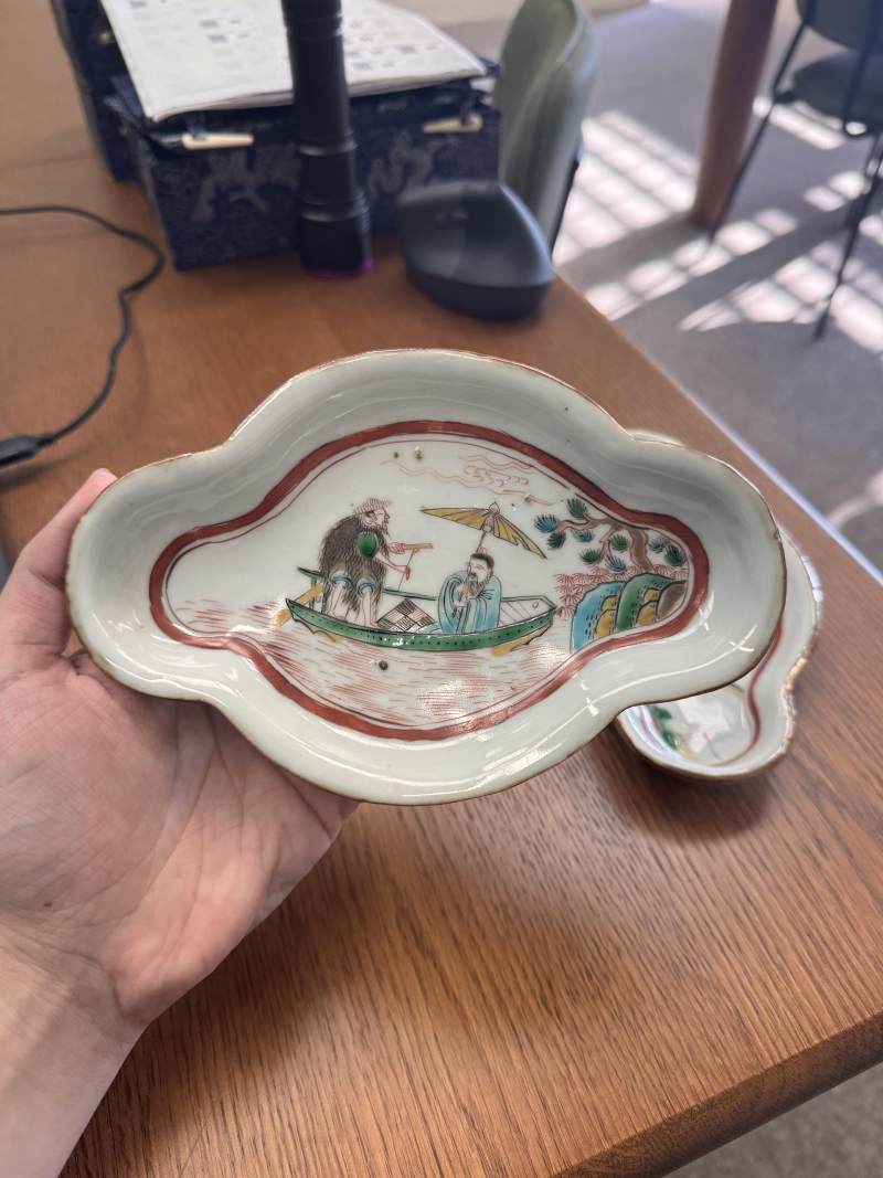 明天啟 五彩古染付向付小盤一對 | Santos Collection | A pair of Chinese kosometsuke wucai 'mukozuke' dishes, Ming dynasty, Tianqi period - 图11