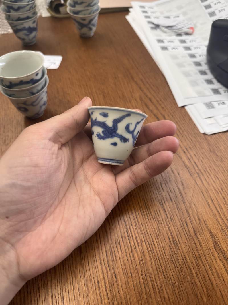 十七世紀 哈徹號沈船出水 青花龍紋酒盃一組四件 | A set of four Chinese blue and white wine cups from the Hatcher Cargo, 17th century - 图18