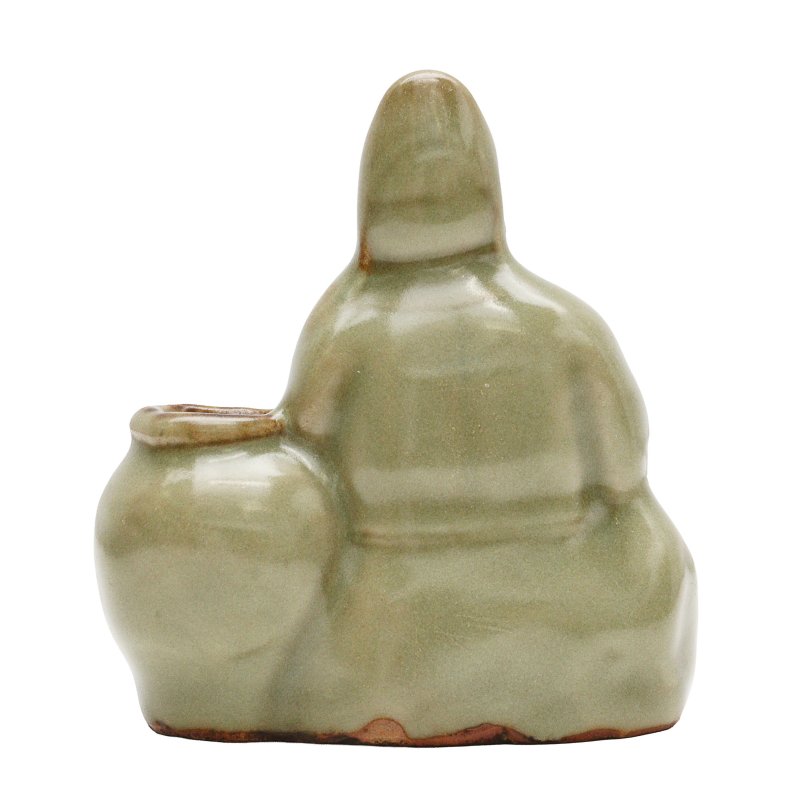 明 龍泉青釉露胎人物坐像 | A Chinese Longquan celadon-glazed biscuit figure, Ming dynasty - 图3