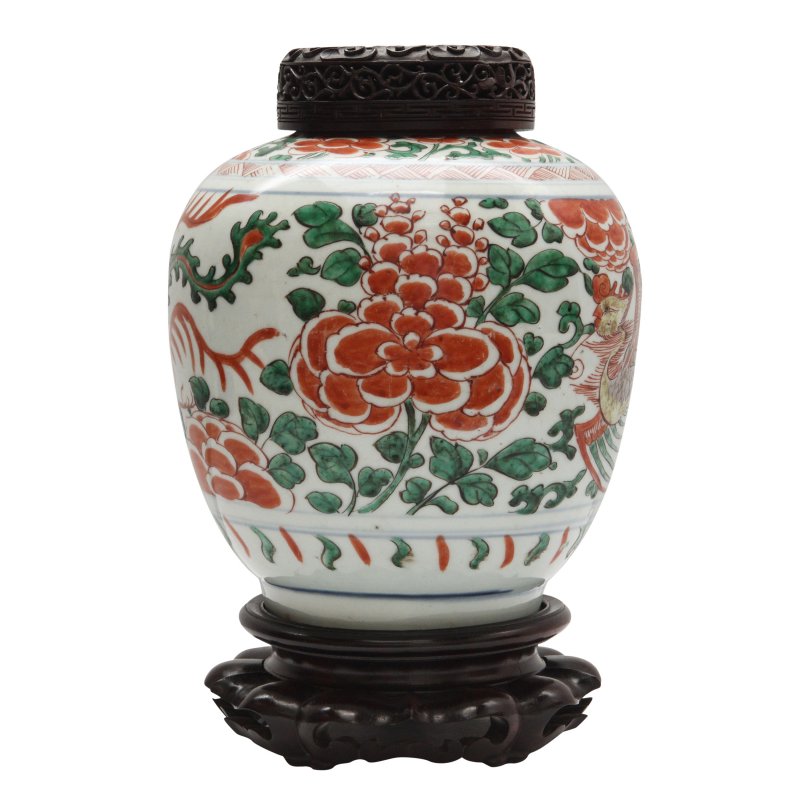 過渡期 五彩穿花鳳紋罐 | A Chinese wucai 'phoenix' jar, Transitional period, 17th century - 图4