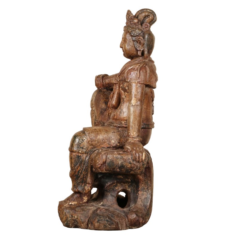明 漆木雕觀音坐像 | A large Chinese lacquered wood figure of Guanyin, Ming dynasty - 图5