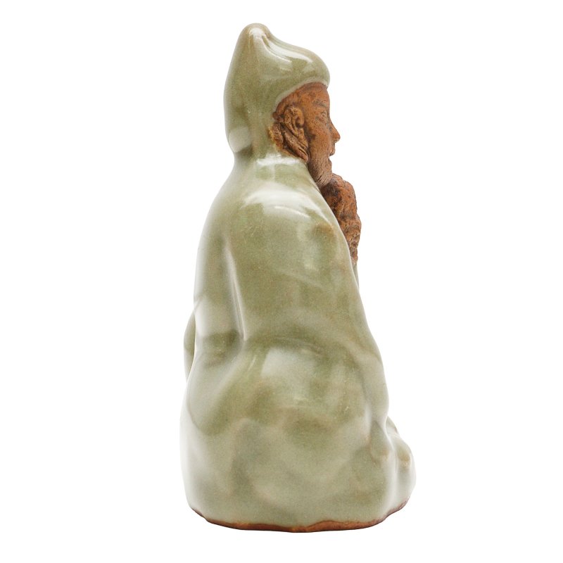 明 龍泉青釉露胎人物坐像 | A Chinese Longquan celadon-glazed biscuit figure, Ming dynasty - 图4