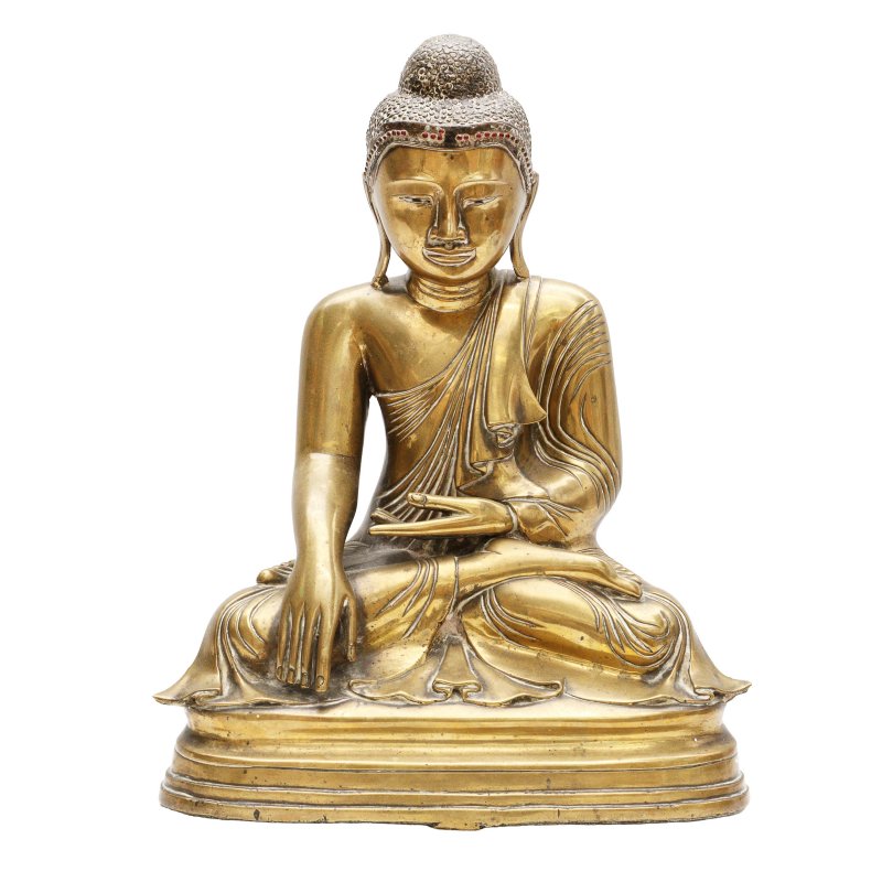 A Burmese bronze figure of a seated Buddha, 19th/20th century