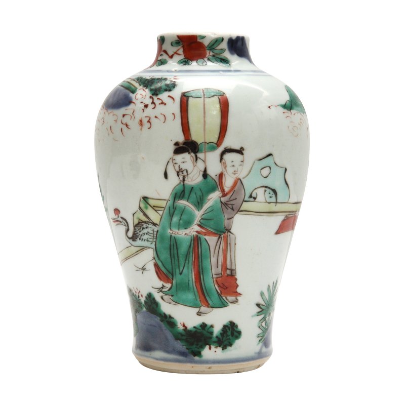 清順治 五彩高士圖罐 | A Chinese wucai 'official' vase, Qing dynasty, Shunzhi period - 图1