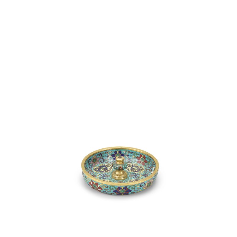 清乾隆 掐絲琺瑯開光螭龍紋香插 | A CLOISONNÉ ENAMEL INCENSE HOLDER - 图1