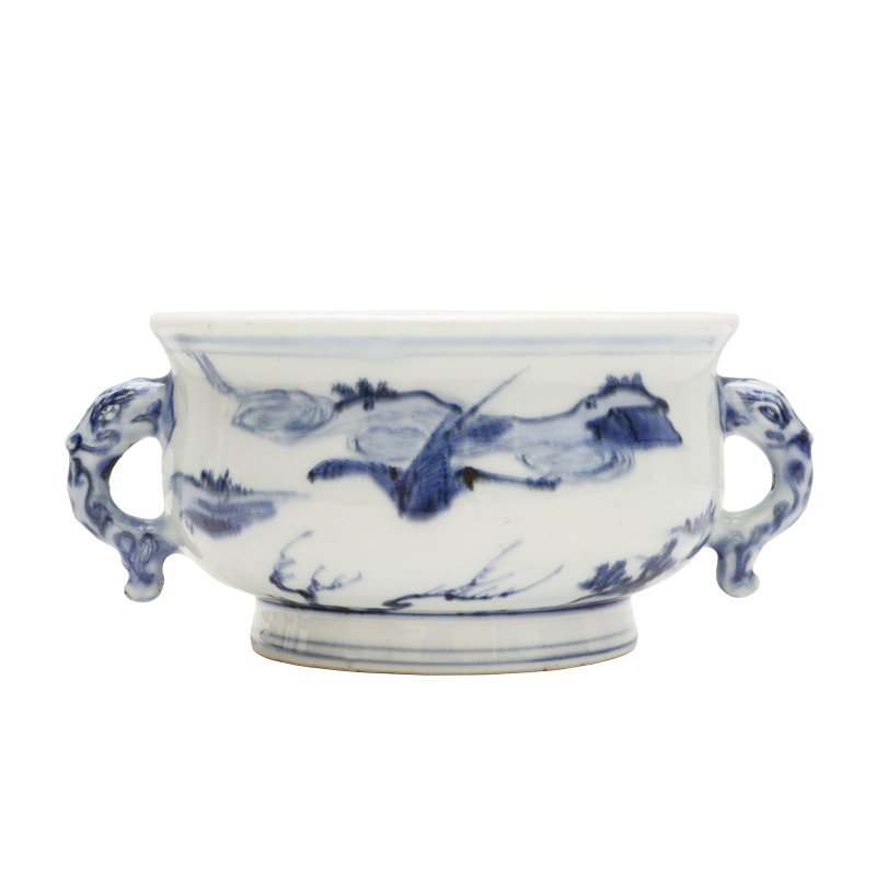 清十八/十九世紀 青花竹紋香爐 《大明宣德年製》款 | A Chinese blue and white 'bamboo' censer, Qing dynasty, 18th/19th century - 图2