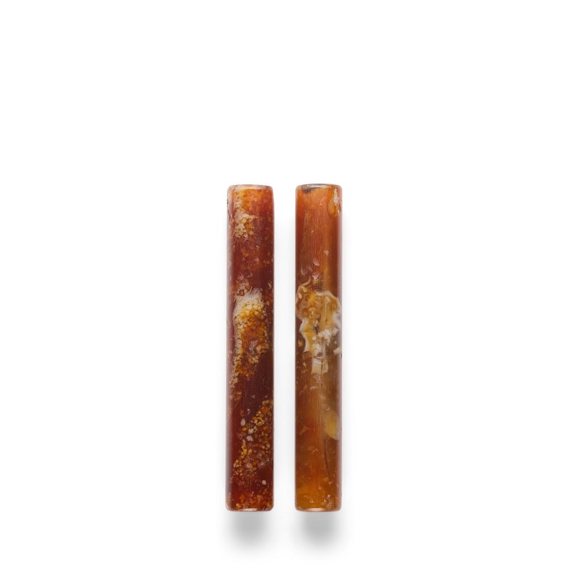 遼 瑪瑙管 一組兩件 | TWO AGATE TUBULAR ORNAMENTS - 图2