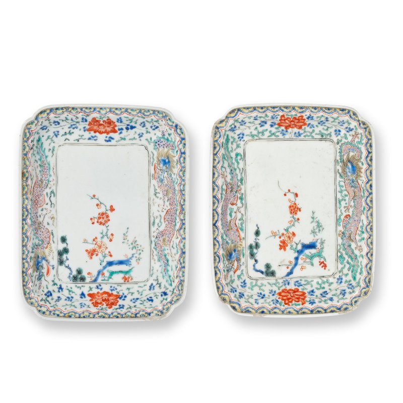 十八世紀 有田燒柿右衛門盤一對 | A PAIR OF ARITA KAKIEMON STYLE DISHES
