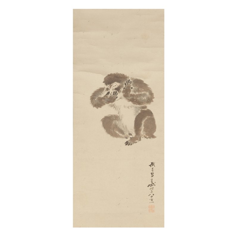 岸岸岱 猿 水墨紙本 立軸 一八六三年 | JIANG JIAPU (LATE 18TH/19TH CENTURY); KISHI GANTAI (1782-1865) - 图2
