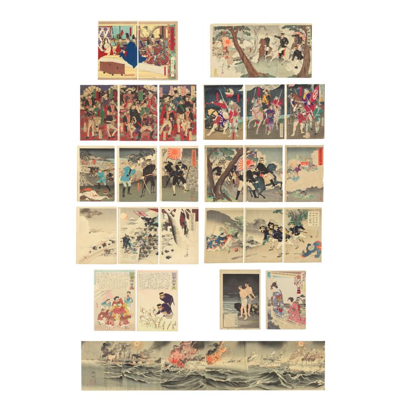 TAGUCHI BEISAKU (1864-1903), ADACHI GINKO (ACT.1870-1890), TOYOHARA CHIKANOBU (1838-1912), NAKAZAWA TOSHIAKI (1864-1921), OZAKI TOSHITANE (ACT.1882-1897), TSUKIOKA YOSHITOSHI (1839-1892), KOBAYASHI KIYOCHIKA (1847-1915), UTAGAWA KUNIMASA V (1874-1944) - 图2