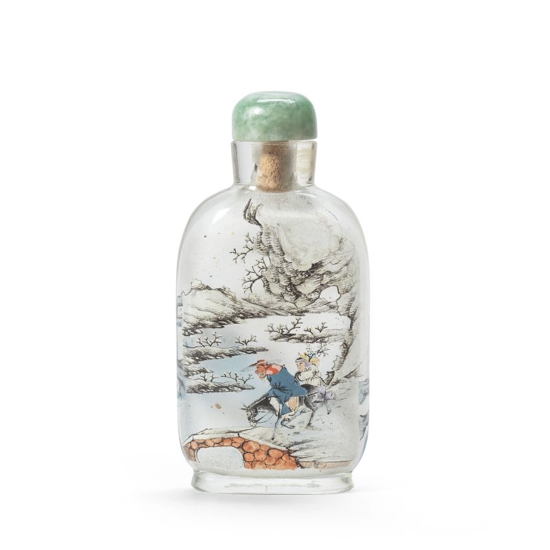 陳仲三 一九零九年 玻璃内畫鼻烟壺 | AN INSIDE-PAINTED GLASS SNUFF BOTTLE