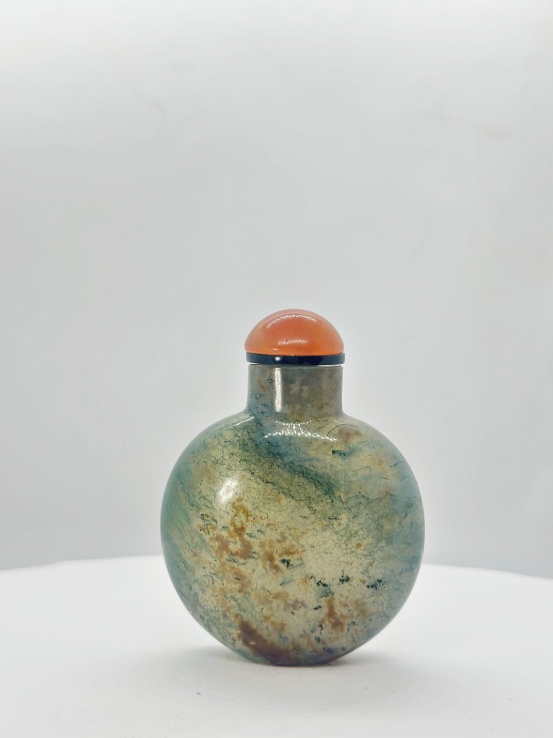 十九/二十世紀 水藻瑪瑙鼻煙壺 | A MOSS AGATE SNUFF BOTTLE - 图8