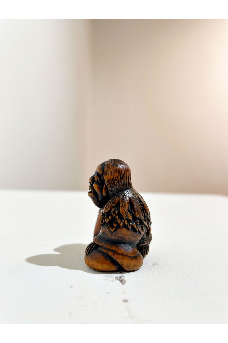 TWO BOXWOOD NETSUKE OF A MONK AND GAMA SENNIN - 图6
