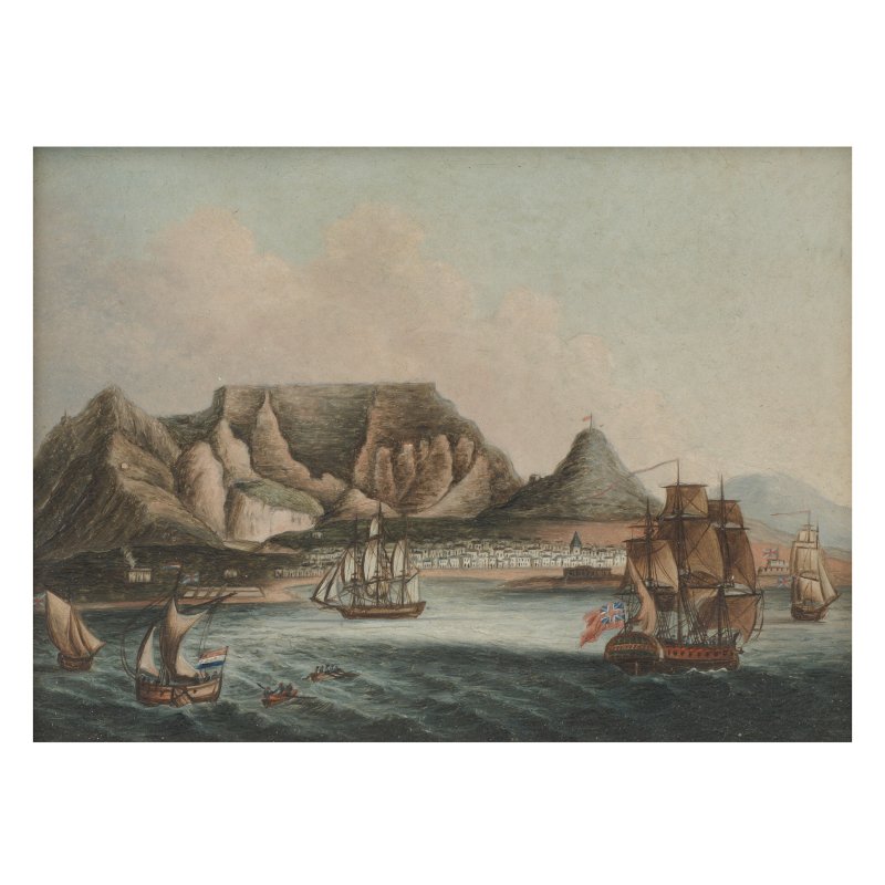 中國畫家 約一八一零年 桌灣鳥瞰開普敦 銅板油畫 裝框 | CHINESE ARTIST (CIRCA 1810)