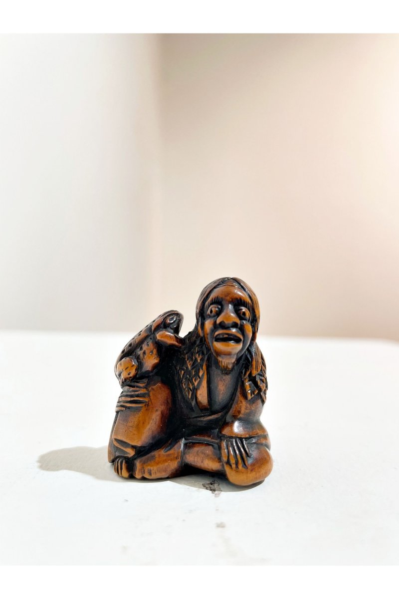 TWO BOXWOOD NETSUKE OF A MONK AND GAMA SENNIN - 图7