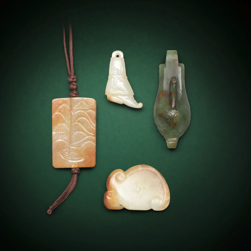 清 玉珮三件及牌一件 | THREE JADE PENDANTS AND ONE PLAQUE