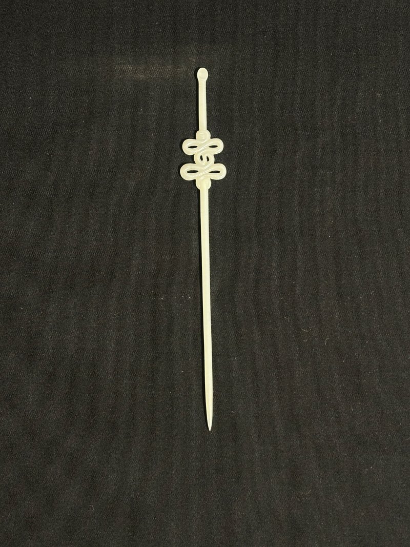 清十九世紀 青白玉耳挖簪、花頭簪二枚 | TWO GREENISH WHITE JADE HAIR PINS - 图9