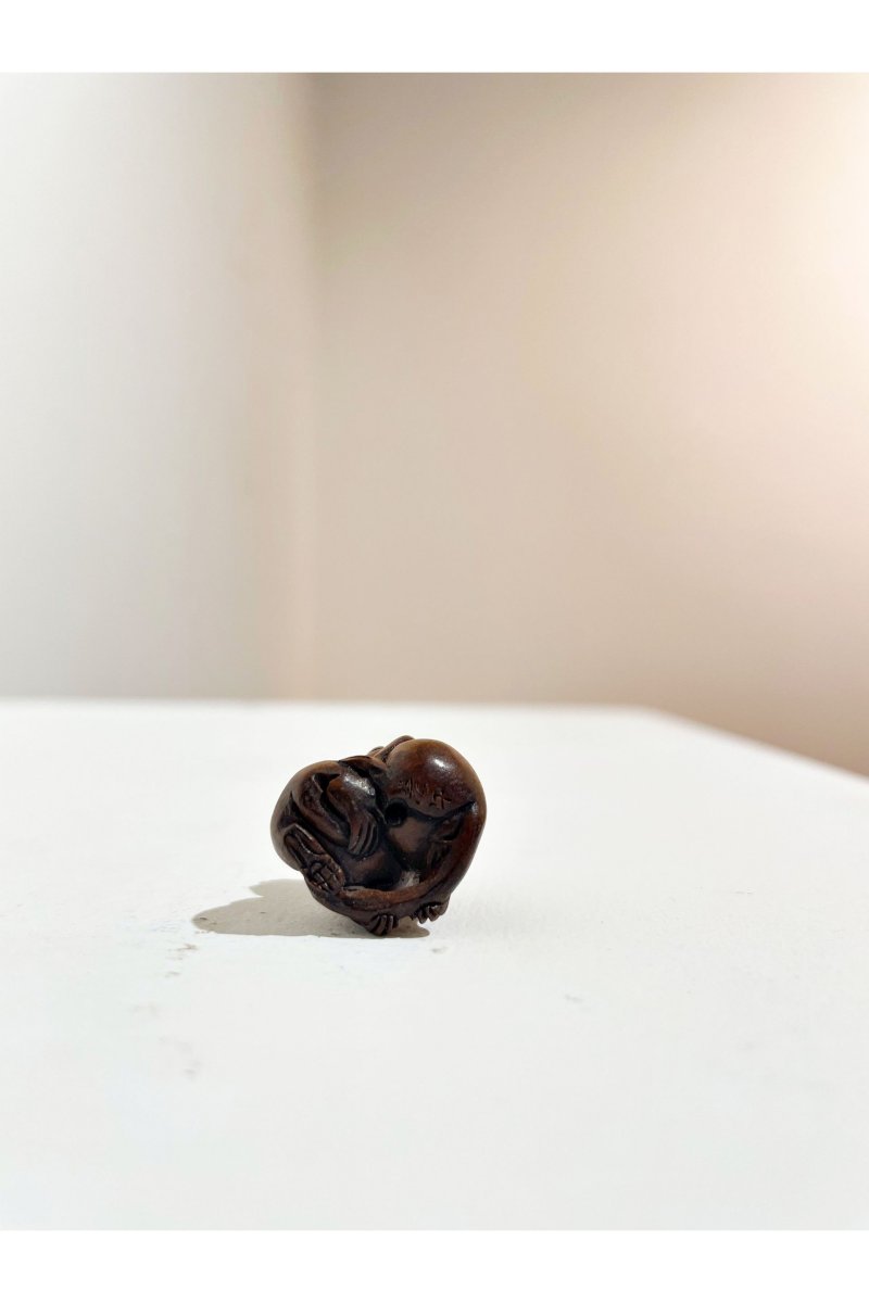 Signed Gyokumin [玉民] and Hironaka [宏中], 19th/20th century TWO BOXWOOD NETSUKE OF A TANUKI AND TWO RATS - 图12