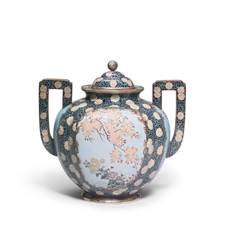 明治時代 花卉紋七寶燒爐 | A CLOISONNÉ ENAMEL INCENSE BURNER