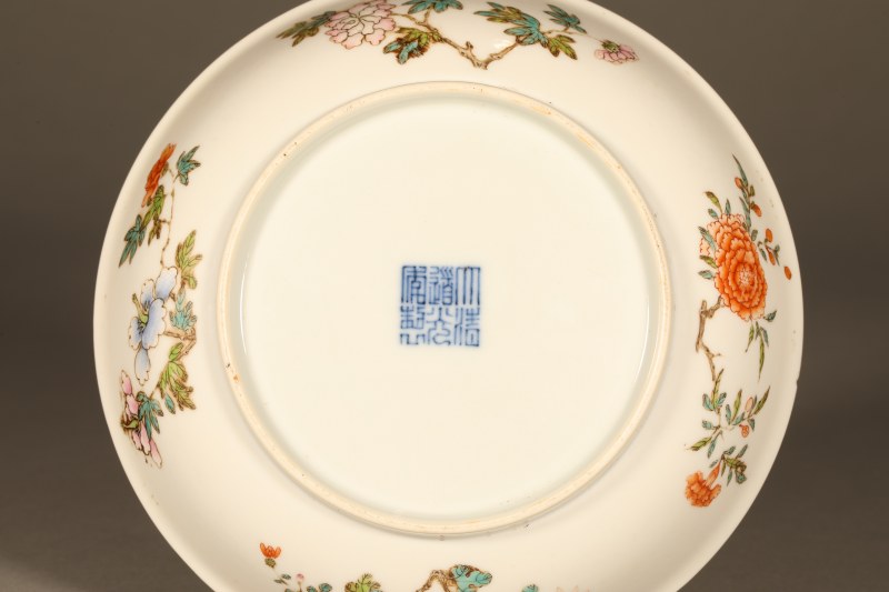 清道光 粉彩花卉纹盘 - 图4