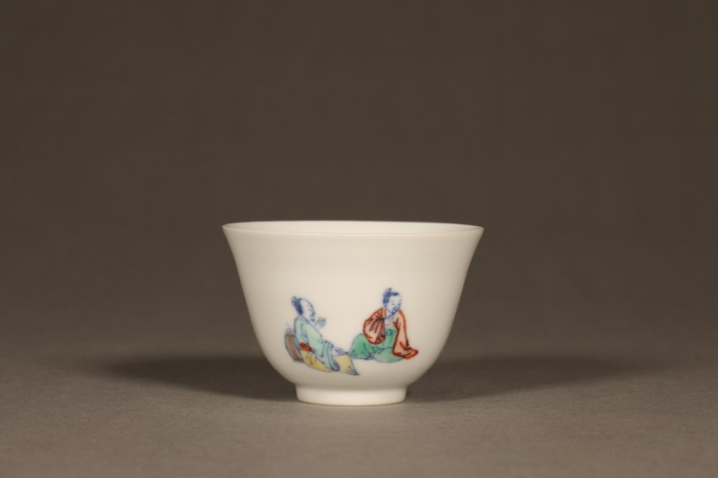 清康熙 斗彩高士小杯 - 图2
