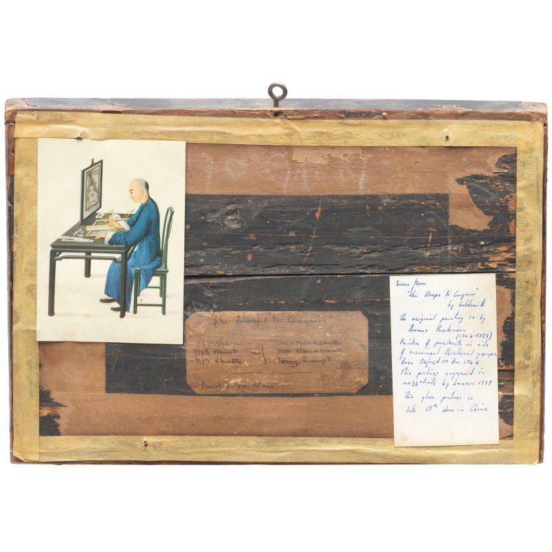 約一八零零年 玻璃鏡畫 | A RARE REVERSE GLASS 'SHE STOOPS TO CONQUER' PAINTING - 图3