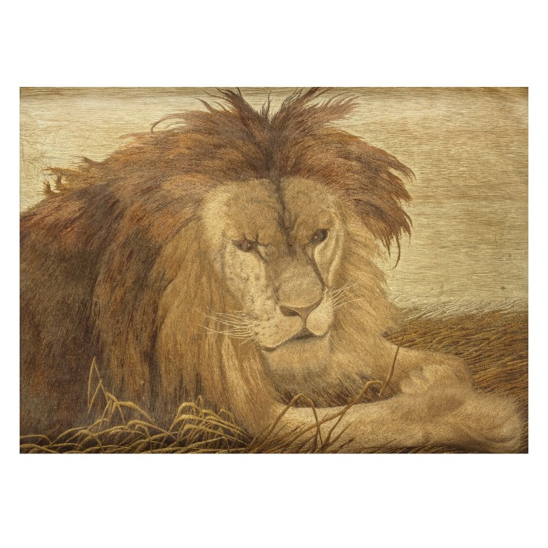 明治時代 十九世紀晚期/二十世紀早期 絲綉獅紋屏 鏡框 | AN EMBROIDERED SILK 'LION' PANEL - 图2