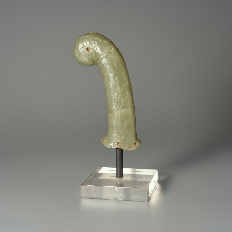 莫臥兒 十九世紀 翠玉刀柄 | A GREEN JADE HILT