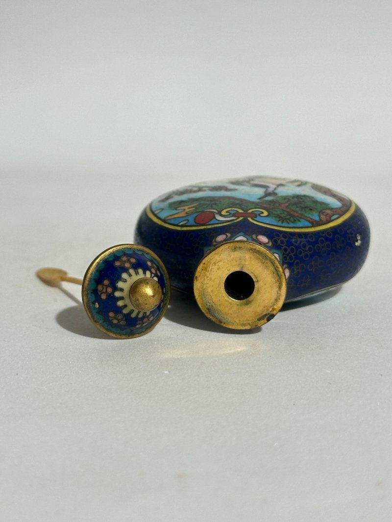 十九/二十世紀 銅胎琺瑯鼻煙壺七件 （博古）⌈乾隆年製⌋款 | SEVEN CLOISONNE ENAMEL SNUFF BOTTLES - 图25