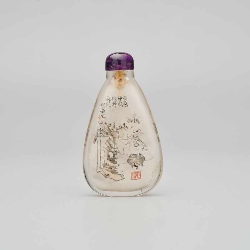周樂元（款） 玻璃內畫⌈山水人物⌋鼻煙壺 一八九二年作 | AN INSIDE PAINTED GLASS 'FIGURAL LANDSCAPE' SNUFF BOTTLE - 图11