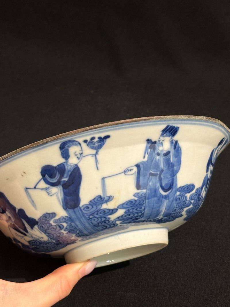 晚清至民國 青花⌈八仙⌋碗 ⌈裕發金記⌋青花楷書款 | A BLUE AND WHITE 'EIGHT IMMORTALS' BOWL - 图4