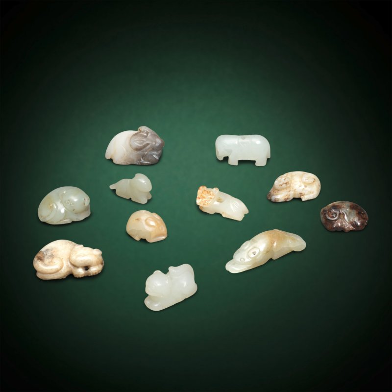 明及更晚 玉雕動物一組十一件 | A GROUP OF ELEVEN SMALL CARVINGS OF VARIOUS ANIMALS