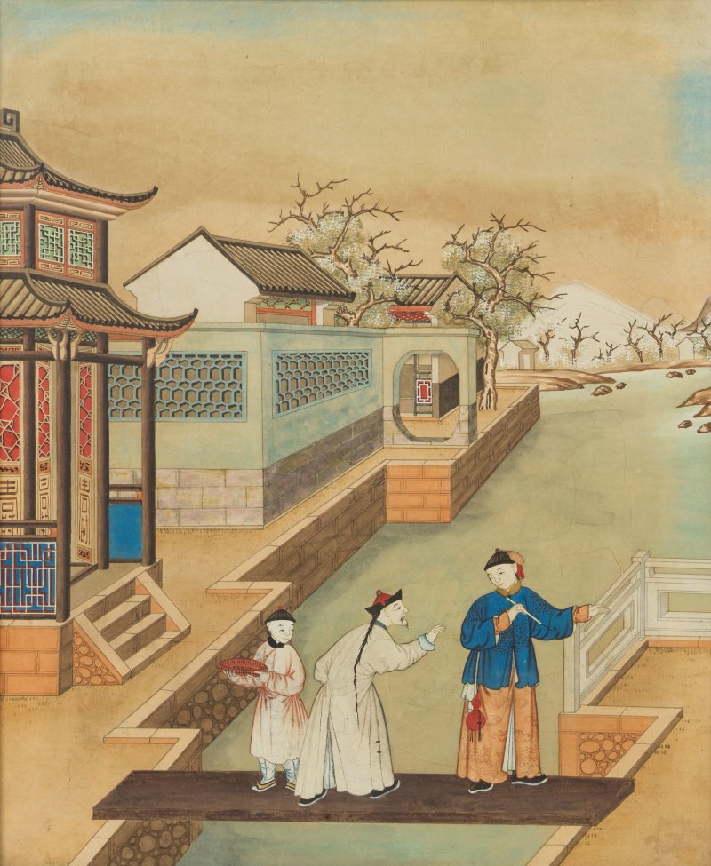 中國畫家 河畔景致 水粉紙本 裝框 十八世紀 | CHINESE ARTIST - 图2