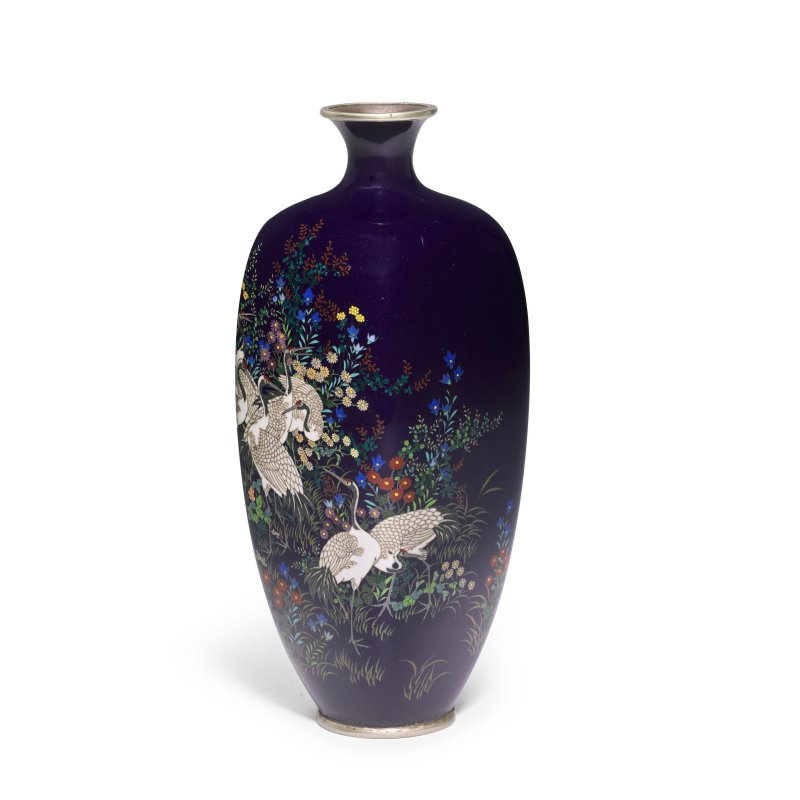明治時代 七寶燒鶴紋瓶 | A CLOISONNÉ ENAMEL 'CRANE' VASE - 图2