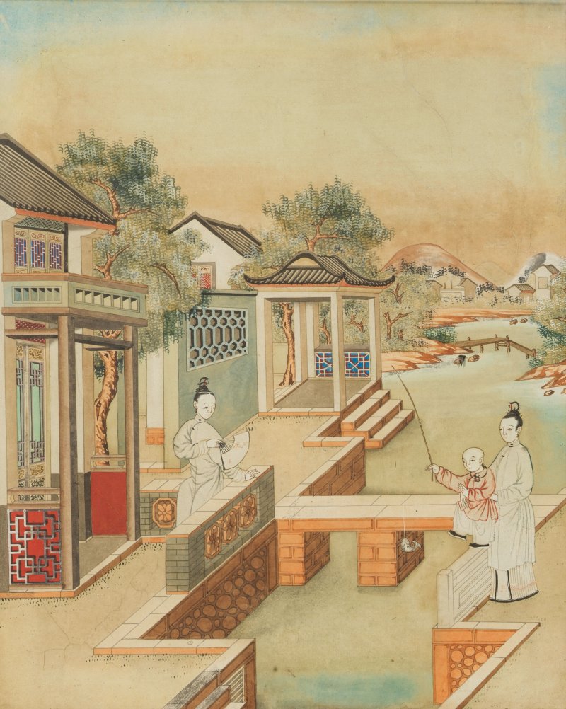 中國畫家 河畔景致 水粉紙本 裝框 十八世紀 | CHINESE ARTIST - 图3