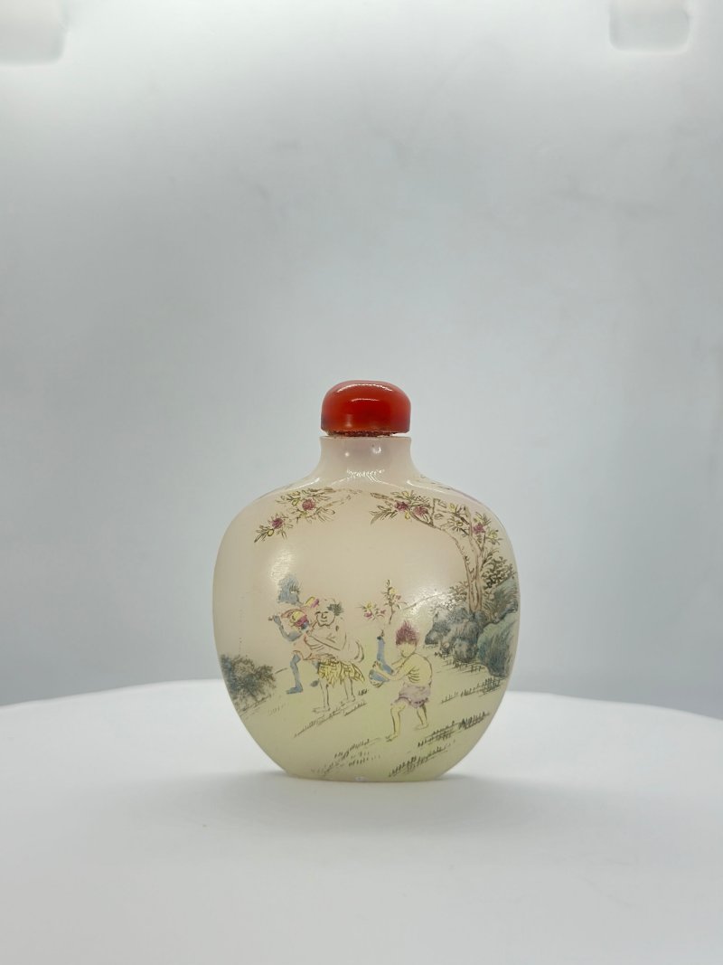 民國 涅白玻璃胎畫琺瑯⌈鍾馗⌋鼻煙壺 | A FAMILLE ROSE ENAMELLED MILKY GLASS 'ZHONG KUI' SNUFF BOTTLE - 图9