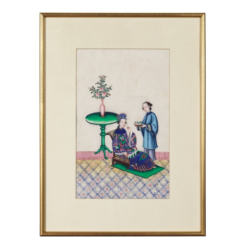 中國畫家 十九世紀 人物圖一組十二幅 水粉通草畫 裝框 | CHINESE ARTIST (19TH CENTURY) - 图34