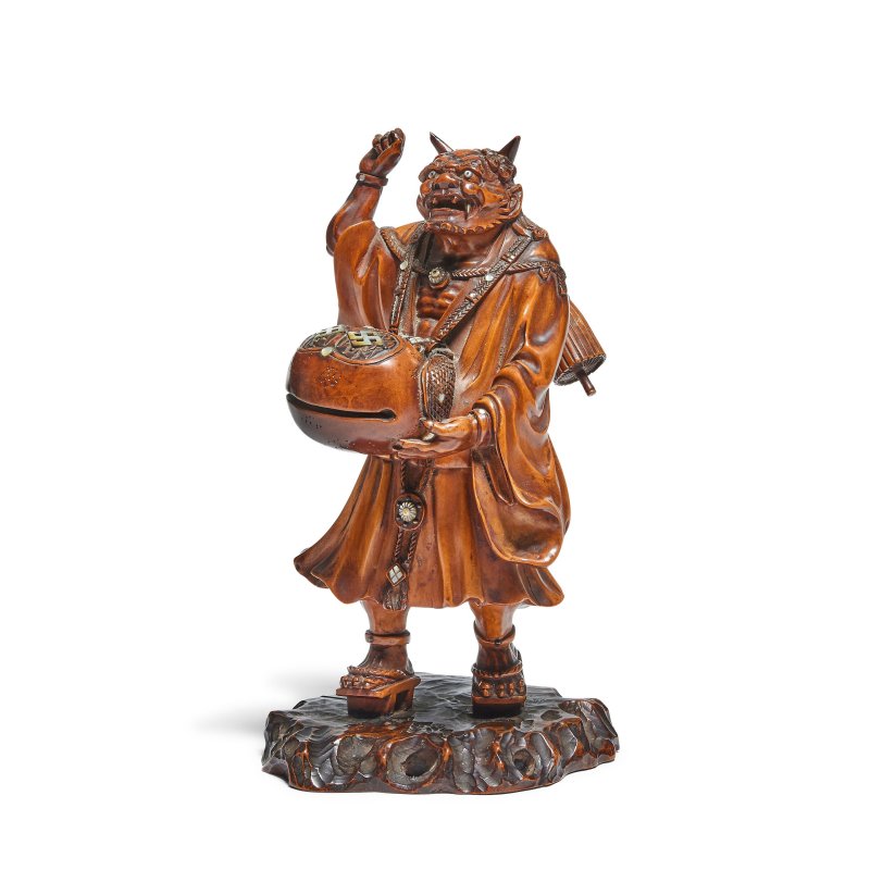 明治時代 黃楊木鬼置物 | A BOXWOOD OKIMONO OF AN ONI