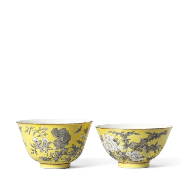 民國 大雅齋黃地墨彩盌兩件 | TWO YELLOW-GROUND GRISAILLE-DECORATED 'DAYAZHAI' BOWLS - 图3